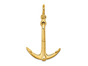 14k Yellow Gold Polished Anchor 2-Piece Moveable Pendant