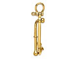 14k Yellow Gold Polished Anchor 2-Piece Moveable Pendant