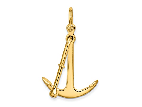 14k Yellow Gold Polished Anchor 2-Piece Moveable Pendant