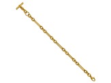 14K Yellow Gold Paperclip and Round Link 8 inch Toggle Bracelet