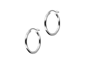 14K White Gold Polished 3/4" Round Hoop Earrings