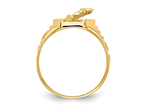 10K Yellow Gold Polished Horseshoe with Horse in Center Ring