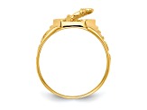 10K Yellow Gold Polished Horseshoe with Horse in Center Ring