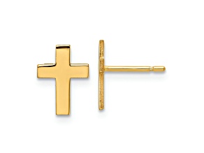 10k Yellow Gold Polished Cross Stud Earrings