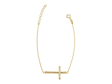 14k Yellow Gold Adjustable Length Cross Bracelet