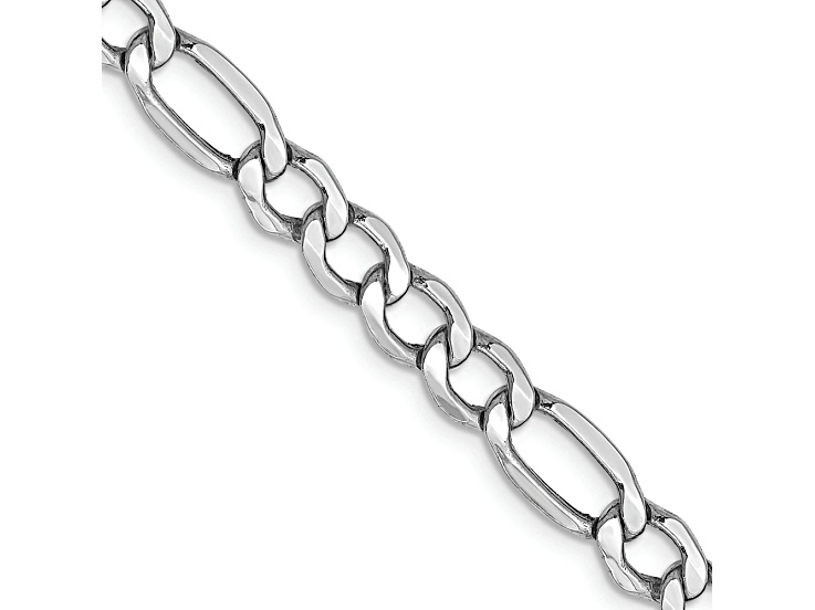 Rhodium Over 14k White Gold 5.75mm Figaro Link 22 Inch Chain