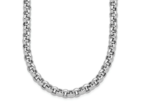 Rhodium Over 14k White Gold 18-inch 5mm Polished Fancy Rolo Link ...