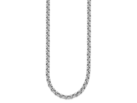 Rhodium Over 14k White Gold 18-inch 5mm Polished Fancy Rolo Link Necklace