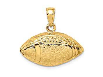 Picture of 14k Yellow Gold Polished, Brushed and Textured Open-Backed Football pendant