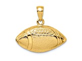 14k Yellow Gold Polished, Brushed and Textured Open-Backed Football pendant
