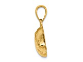 14k Yellow Gold Polished, Brushed and Textured Open-Backed Football pendant
