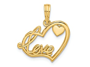 14k Yellow Gold Polished Fancy Love and Hearts Charm
