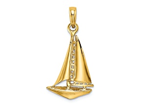 14k Yellow Gold Polished 3D Sailboat Charm