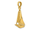 14k Yellow Gold Polished 3D Sailboat Charm
