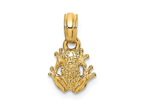 14k Yellow Gold Textured Miniature Frog Pendant