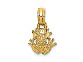 14k Yellow Gold Textured Miniature Frog Pendant