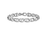 Rhodium Over 14k White Gold 9mm Hand-polished Mariner Link Bracelet