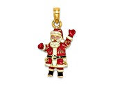 14k Yellow Gold Enamel 3D Santa Charm