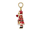 14k Yellow Gold Enamel 3D Santa Charm