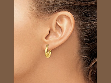 14k Yellow Gold 11/16" Hammered Fancy Hoop Earrings