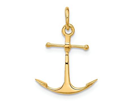 14k Yellow Gold Anchor Charm Pendant