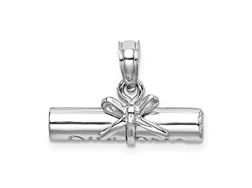 Picture of Rhodium Over 14K White Gold 3D Hollow Polished DIPLOMA Pendant