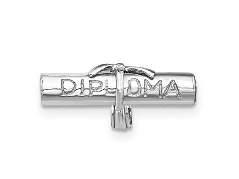 Rhodium Over 14K White Gold 3D Hollow Polished DIPLOMA Pendant