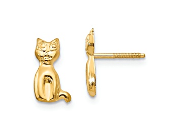 Picture of 14K Yellow Gold Cat Earrings