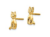 14K Yellow Gold Cat Earrings
