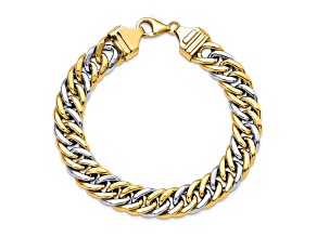 14K Yellow and White Gold 8-inch Curb Link Bracelet
