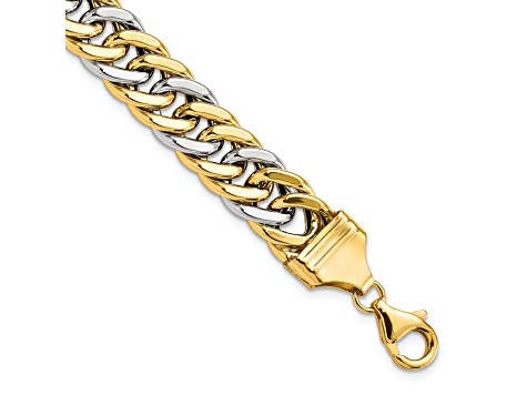 14K Yellow and White Gold 8-inch Curb Link Bracelet