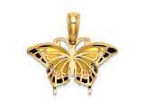 14k Yellow Gold Small Enameled Yellow Butterfly Pendant