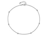 14K White Gold Diamond-cut Beaded with 1-inch Extension Anklet