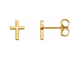14K Yellow Gold Cross Design Stud Earrings