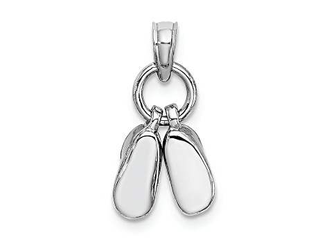 Rhodium Over 14k White Gold Textured Moveable Baby Shoes Charm