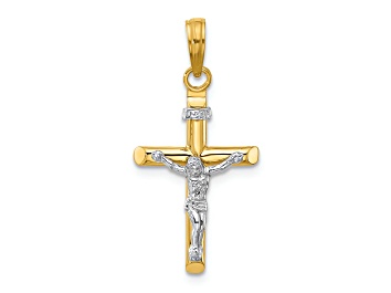 Picture of 14k Yellow Gold and 14k White Gold Textured INRI Crucifix Charm