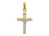 14k Yellow Gold and 14k White Gold Textured INRI Crucifix Charm
