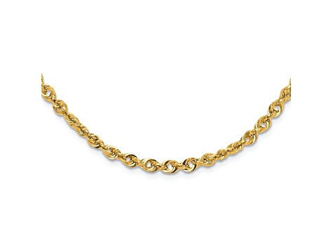 14K Yellow Gold Polished and Diamond-cut Fancy Link Necklace