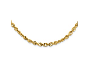 14K Yellow Gold Polished and Diamond-cut Fancy Link Necklace