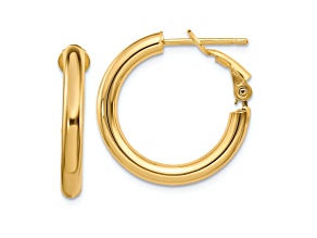14K Yellow Gold Polished 7/8" Round Hoop Earrings