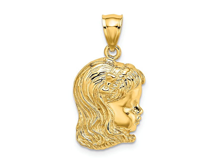 14k Yellow Gold Textured Girl Head pendant - 151J4A | JTV 14k Yellow Gold Textured Girl Head pendant - 151J4A | JTV