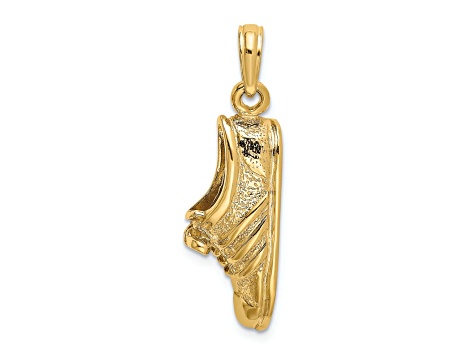 14k Yellow Gold Polished and Textured Track Shoe pendant