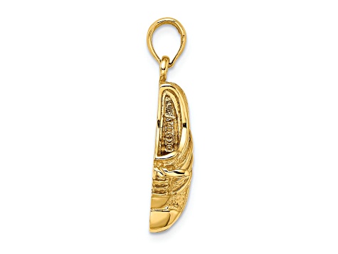 14k Yellow Gold Polished and Textured Track Shoe pendant