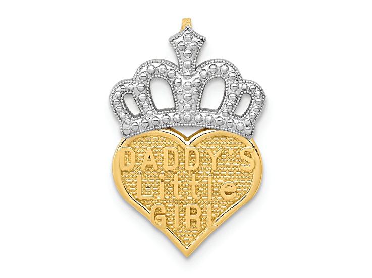 14K Two-tone Gold Textured Daddy's Little Girl Heart Slide Pendant