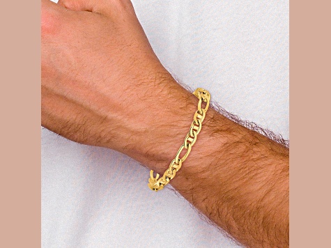 Amazon.com: Solid 14k Yellow Gold Anchor Mariner Soft Diamond-Shape ID  Bracelet 7