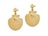 14k Yellow Gold Textured Scallop Dangle Earrings