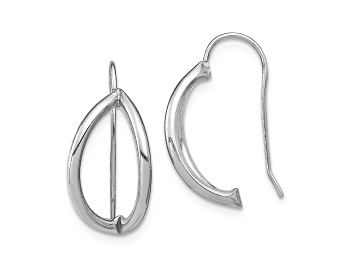 Picture of Rhodium Over 14K White Gold Half Circle Dangle Earrings