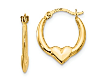 Picture of 14K Yellow Gold Heart Hoop Earrings