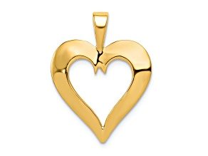14k Yellow Gold 3D Polished Heart Pendant