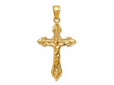 14K Yellow Gold Diamond-cut Crucifix Pendant